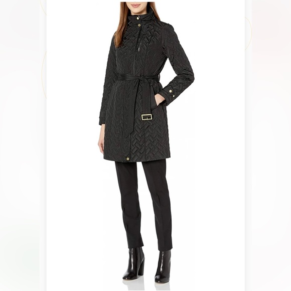 Cole Haan Jackets & Blazers - Cole Haan Quilted Coat Jacket Pockets Zipper Lined Belted Straight Minimalist M
